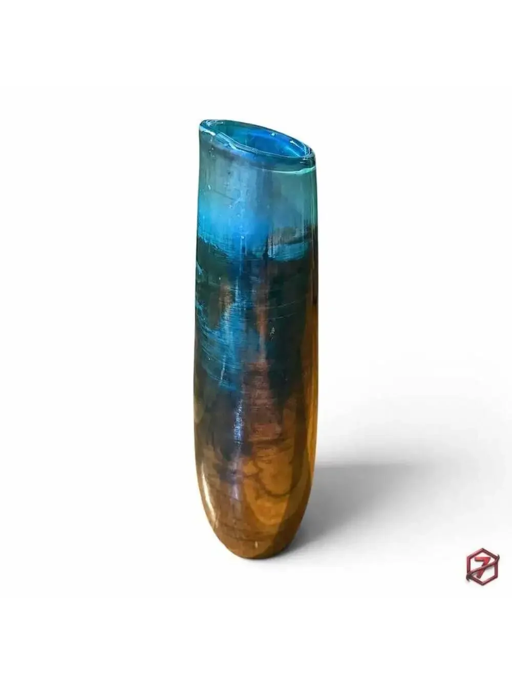 🌊 West Elm Decorative Glass Vase ✨ Blue & Smoky Metallic Gray Art Glass Style